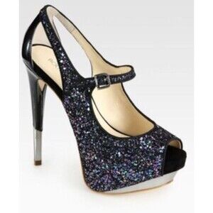 NWOB Boutique 9 Nickeya Glitter Peep Toe Platform Pump
